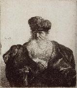 REMBRANDT Harmenszoon van Rijn Old Man with Beard,Fur Cap and Velvet Cloak oil